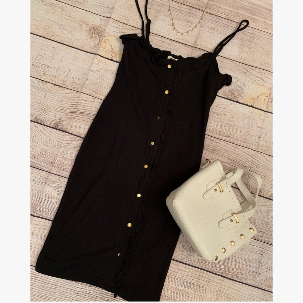 RUFFLE SNAP BUTTON MINI DRESS